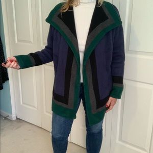 Jacket Sweater cover wrap blue Large warm looks nice for a meeting or out